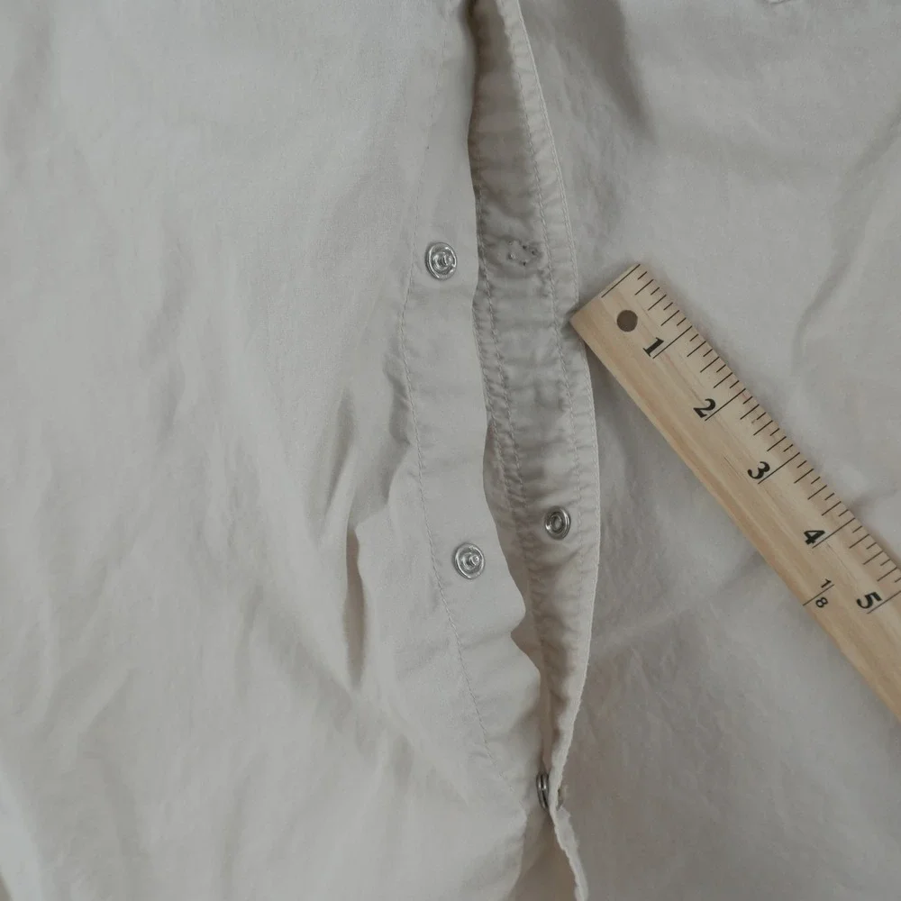 True Religion Button Down Shirt Mens M Tan Short Sleeve Western Horseshoe Logo